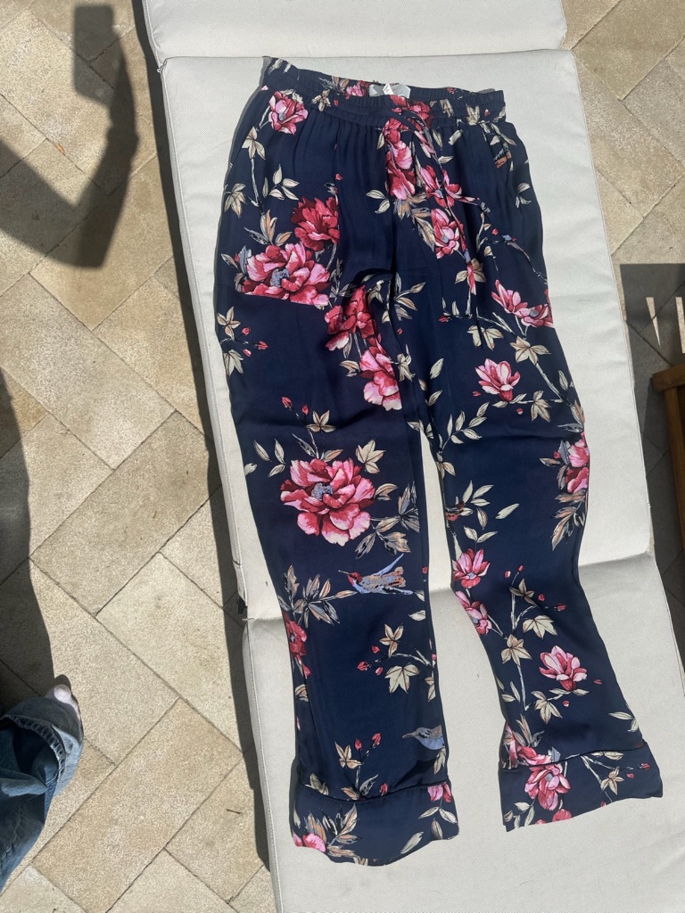 Joie Navy Lounge Pants with Pink Floral Print